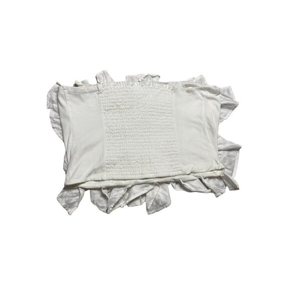 NWT By Anthropologie Strapless Ruffle Ivory Top-sz Large - Picture 5 of 10